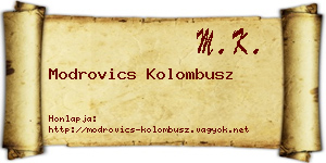 Modrovics Kolombusz névjegykártya